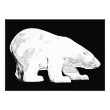 Polar Bear, Black Background (6) Invitations