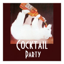 POLAR BEAR COCKTAIL PARTY ,white brown red Invites