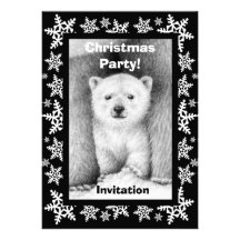 Polar Bear Cub Christmas Party Invitation