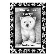 Polar Bear Cub Christmas Party Invitation