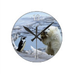 Polar Bear Cub & Penguin Best Friends Wall Clock