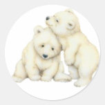Polar Bear Cubs Round Stickers
