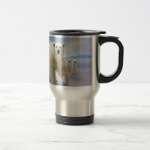 polar bear family on ice coffee mugs