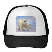 polar bear family on ice hat