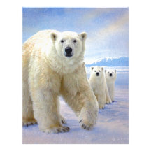 polar bear family on ice letterhead template