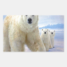 polar bear family on ice stickers