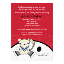 Polar Bear Hockey Sports 5x7 Baby Shower Invite