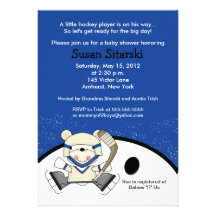 Polar Bear Hockey Sports 5x7 Baby Shower Invite