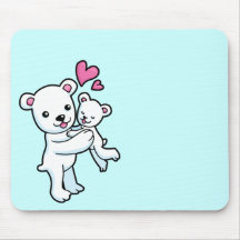Polar Bear hugging Baby bear Mousepads