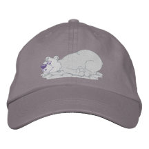Polar Bear Laying On Tummy Embroidered Baseball Cap