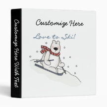 Polar Bear Love to Ski T-shirts and Gifts Vinyl Binders