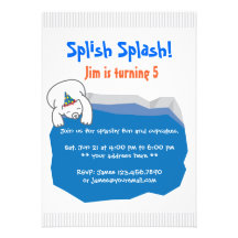 Polar Bear Pool Birthday Party Invitation