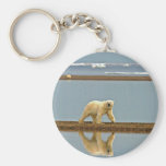 Polar bear walking along the coast key chain