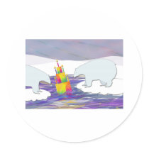 Polar Bears and Birthday Cake Sticker
