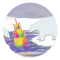 Polar Bears Birthday Cake Sticker
