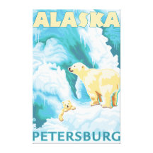 Polar Bears & Cub - Petersburg, Alaska Canvas Prints