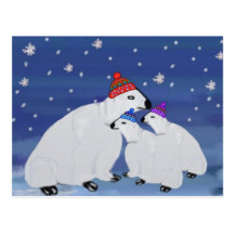 Polar Bears Winter Holiday Postcards