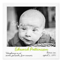 Polaroid Green Birth Announcement