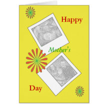 Polaroid Photos and Red Flowers Mothers Day Card