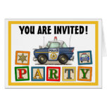 Police Car Police Crusier Cop Car Party Invitation Cards