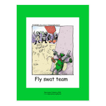 Police Cartoon Fly Swat Team On A Note Card Postcards