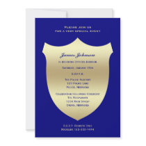 Police Graduation Invitations, Badge on Navy