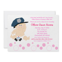 POLICE OFFICER Cop GIRL Baby Shower Invitation 5x7