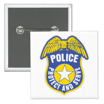 Police Protect and Serve Badge Pinback Button