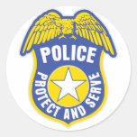 Police Protect and Serve Badge Round Stickers