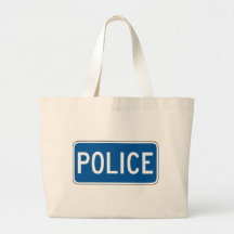 Police Street Sign Canvas Bags