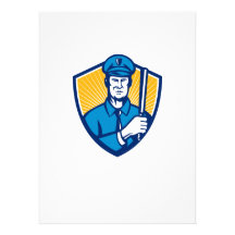 Policeman Police Officer Baton Shield Retro Invites