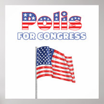 Polis for Congress Patriotic American Flag Design Print