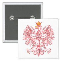 Polish Eagle Outlined In Red Pins