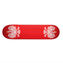 Polish Eagle Outlined In Red Skateboard