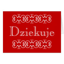 Polish Thank You Greeting Note Card Dziekuje