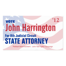 Political Campaign Card - State Attorney Business Cards