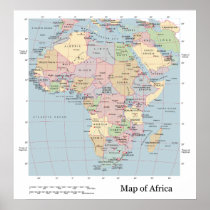 Political Map of Modern Day Continent of Africa Print