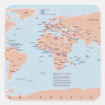 Political Map of the World Square Stickers