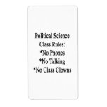 Political Science Class Rules No Phones No Talking Custom Shipping Labels