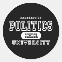 Politics University Dark Round Sticker