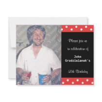 Polka Dot And Red Bubble 50th Birthday Celebration Custom Invites