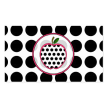 Polka Dot Apple Fashion Teacher Business Card