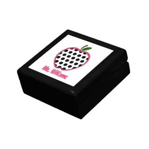 Polka Dot Apple Personalized Teacher Gift Box
