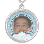 Polka dot bird label baby boy first 1st Christmas Custom Necklace
