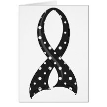 Polka Dot Black Ribbon Melanoma Card