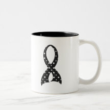 Polka Dot Black Ribbon Melanoma Mug