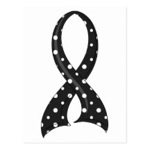 Polka Dot Black Ribbon Melanoma Postcards