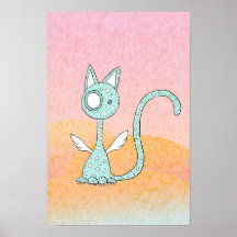 Polka-dot Blue Cat in Dreamland - poster