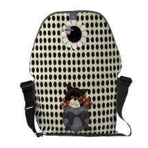 Polka dot cat pocket flower messenger bag