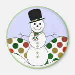 Polka Dot Christmas Snowman Refrigerator Magnets